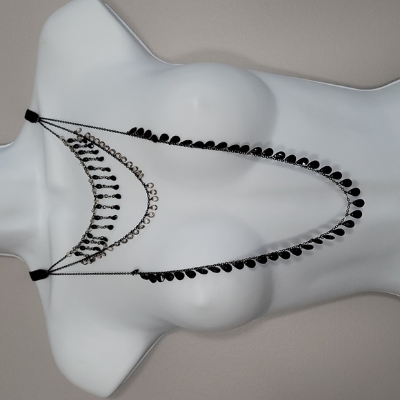 Rhinestone & Bead Layered Necklace - Picture 6 of 9